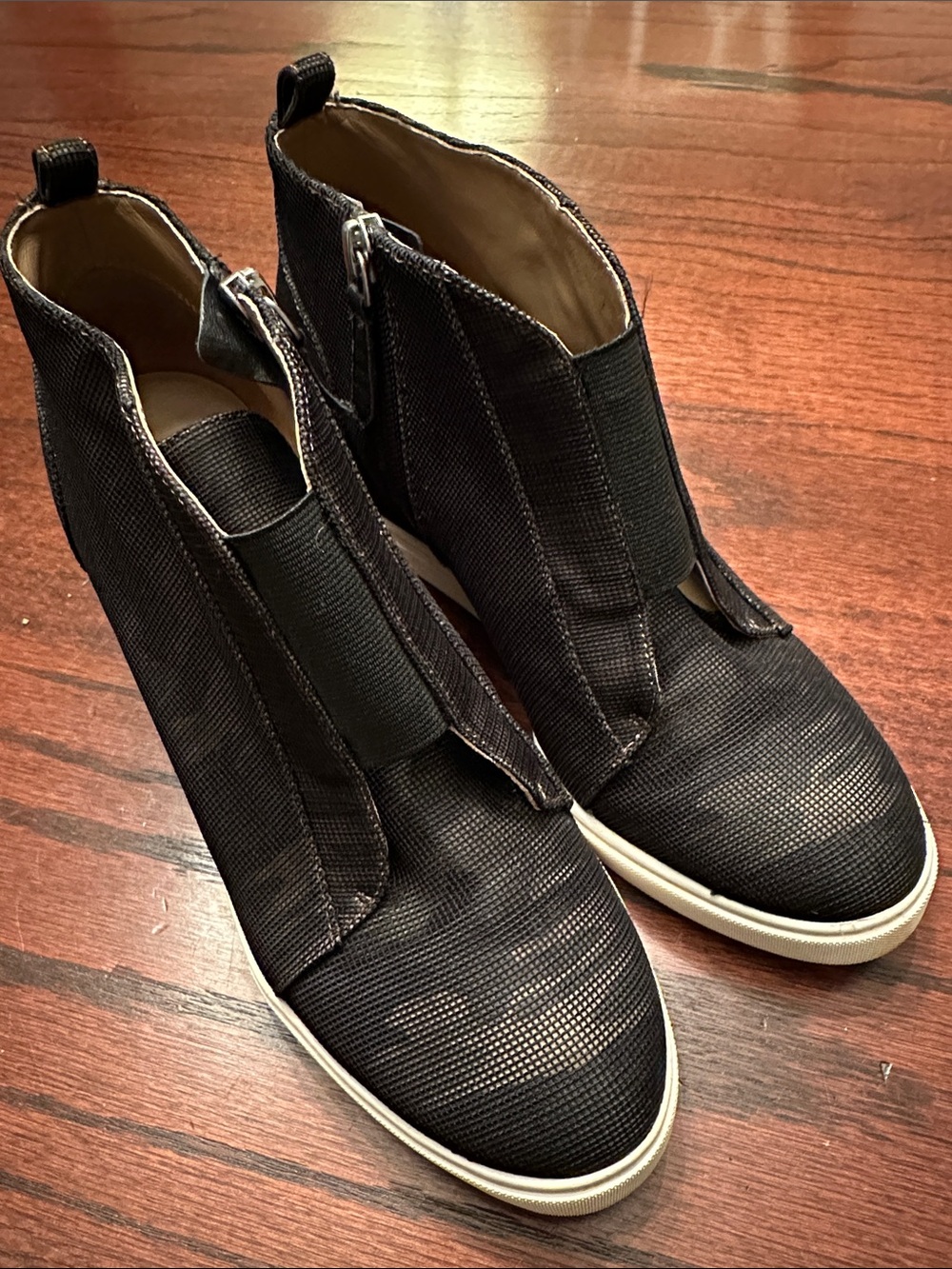 Paolo Black Textured Zip Ankle Boots | 7.5